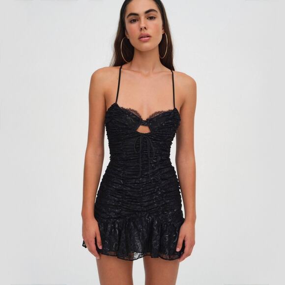 For Love & Lemons NWT Black Bette Lace Mini Dress size Large - Picture 3 of 15